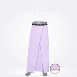 Boys Gold Zari Border White Cotton Lungi